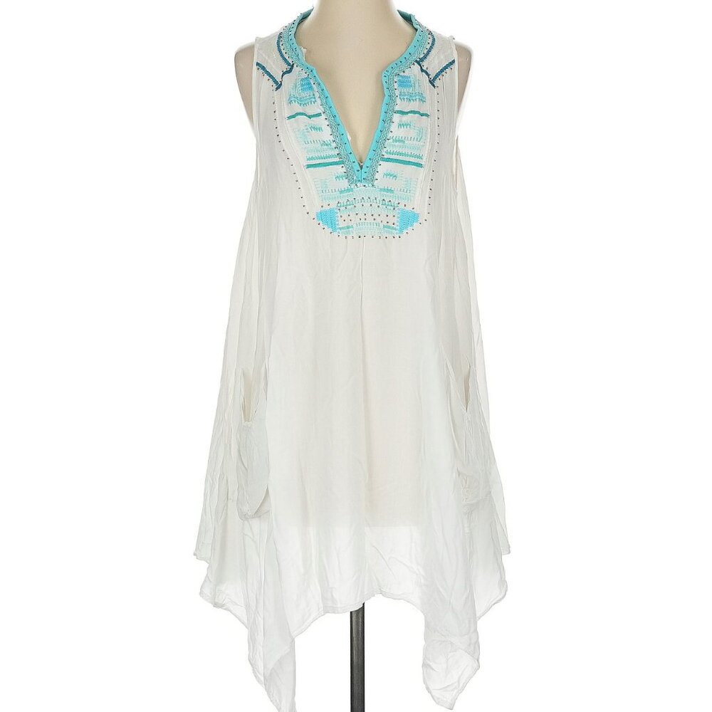 Forcynthia White Embroidered Beach Cover-up